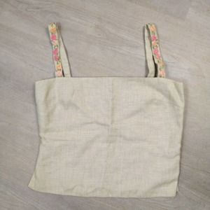 VALENTINO boutique tan floral embellished straps sz 6 made in Italy vintage top